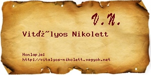 Vitályos Nikolett névjegykártya